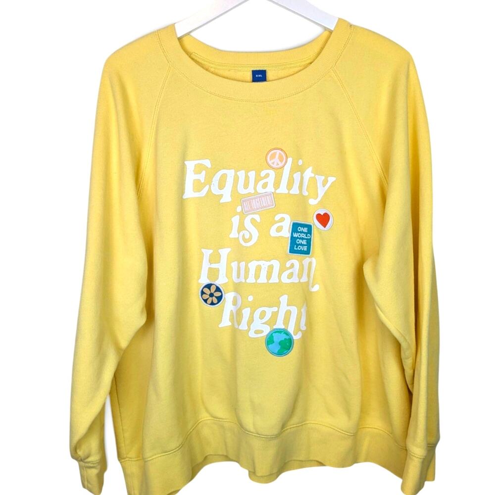 OLD NAVY Sweatshirt "Equality Is a Human Right" Easy Vintage Morning Sun - XXL